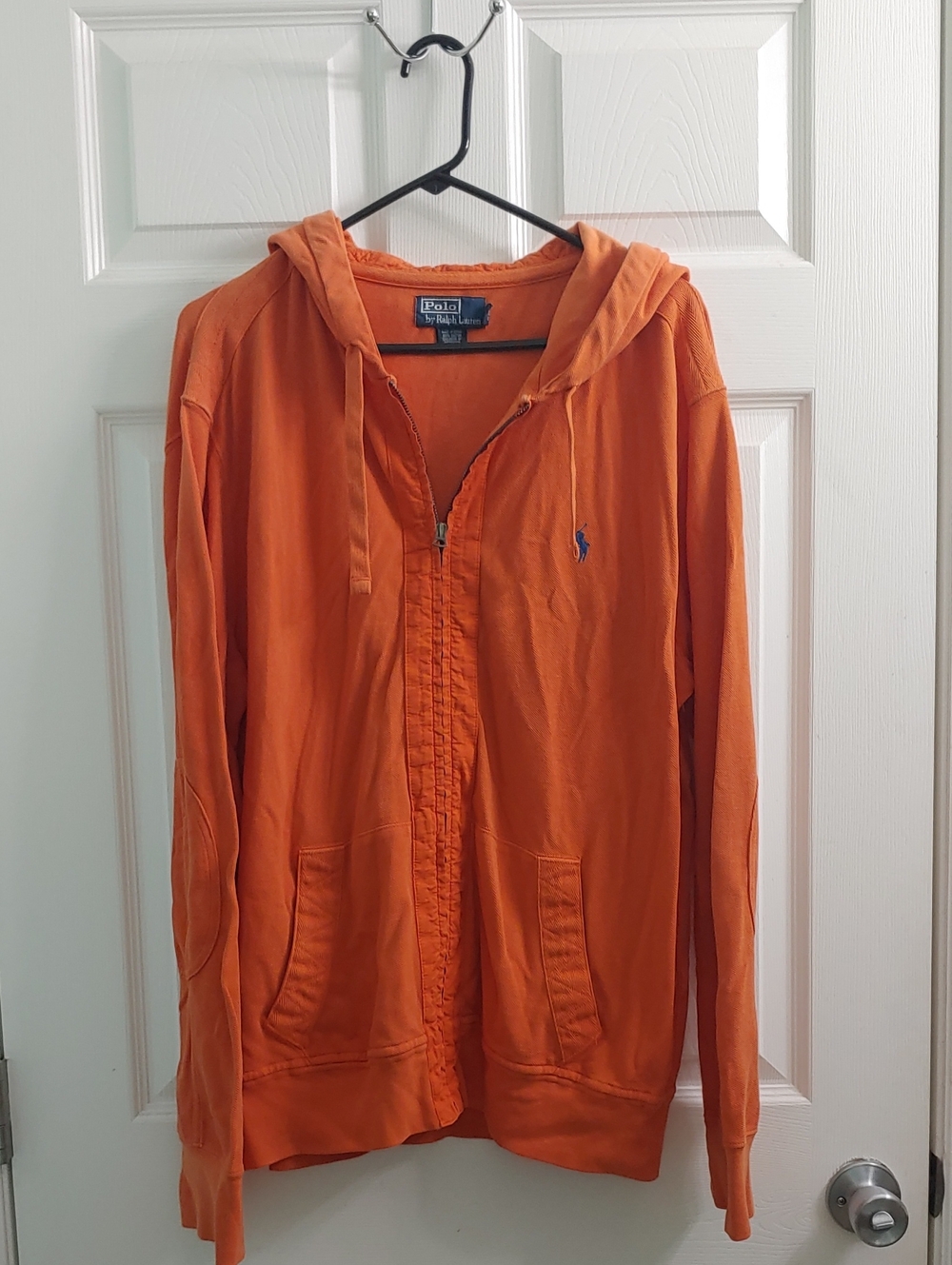 Vintage Polo Ralph Lauren Jacket Men's XL Orange Hooded Full Zip